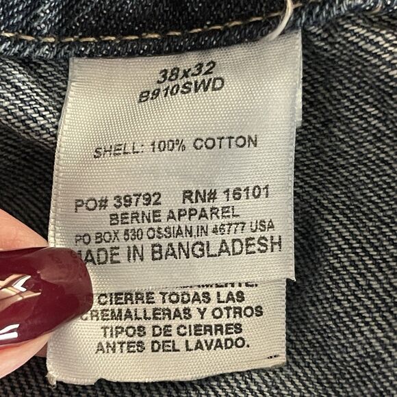 Berne Apparel Jean Bib Overalls Mens 38x32 Denim Cotton Carpenter Workwear - Picture 7 of 12